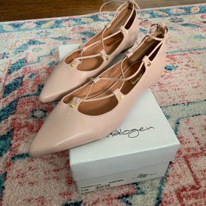 Halogen Blush Nappa Tie Flats